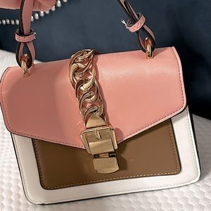 Mini Gucci bag pink/white/ brown with gold hardware